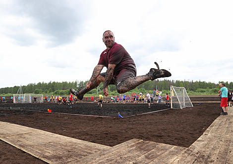 Swamp football competition in Puhovichi District