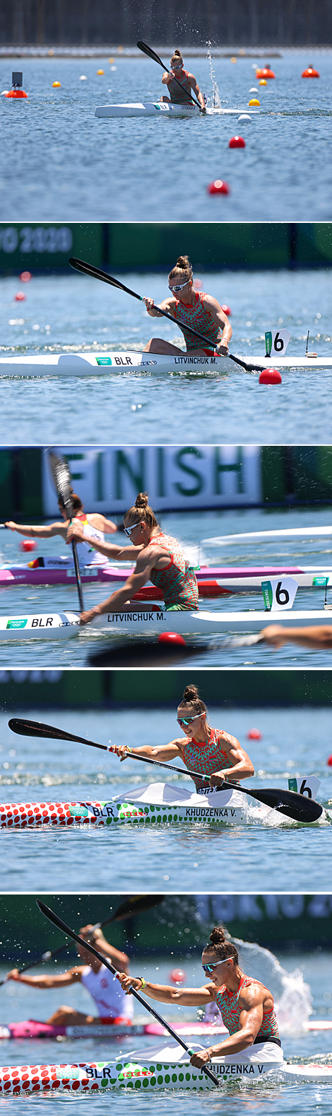 Women's K1 500m: Volha Khudzenka and Maryna Litvinchuk 