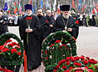 Церемония возложения к памятным знакам "Ахвярам Чарнобыля" и "Камень мира Хиросимы" в Минске