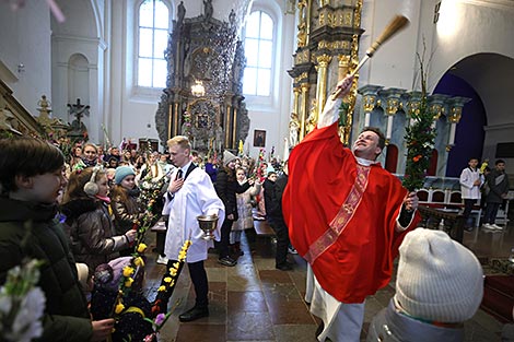 Вербное воскресенье в костеле Святого Франциска Ксаверия в Гродно