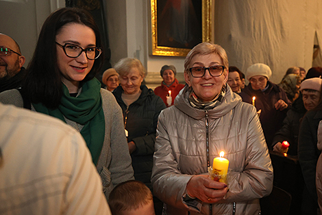 Easter Vigil Midnight Mass in the Farny Church in Grodno 