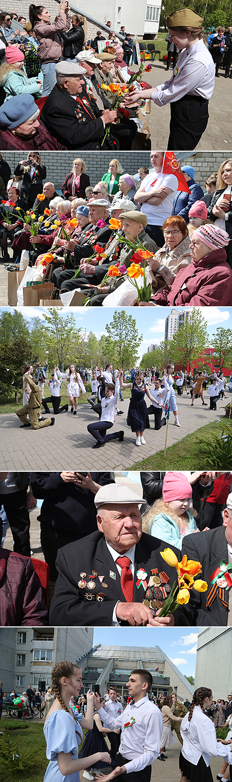 Young people wish Happy Victory Day to war veteran in Mogilev