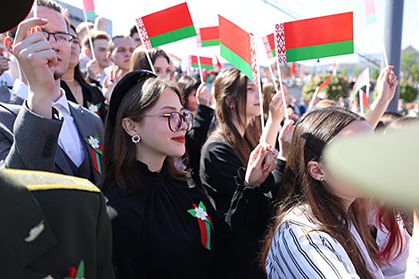 Церемония чествования государственных флага, герба и гимна в Минске