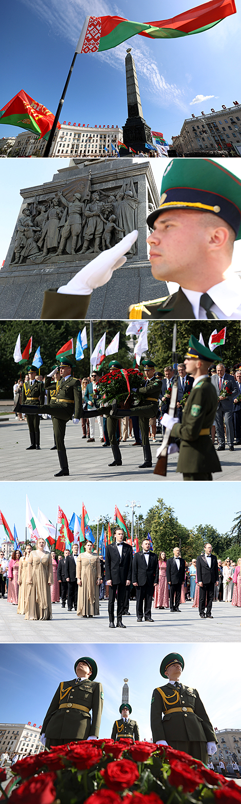 Flower-laying ceremony on Victory Square in Minsk