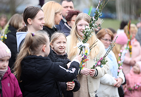 Вербная нядзеля ў Гродне: богаслужэнне ў храме 