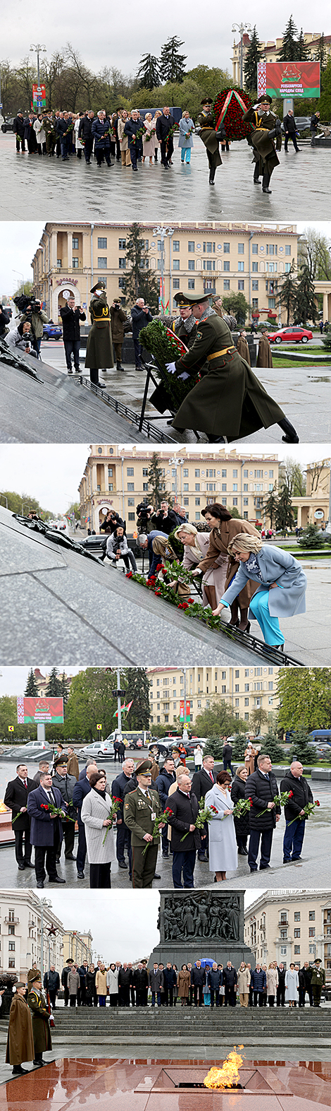 Delegates of the 7th Belarusian People’s Congress lay flowers at the Victory Monument in Minsk