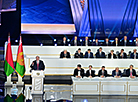 Belarusian President Aleksandr Lukashenko addresses the Belarusian People’s Congress