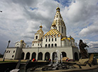 Fountain at the walls of All Saints Memorial Church in Minsk