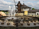 Fountain at the walls of All Saints Memorial Church in Minsk