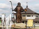 Fountain at the walls of All Saints Memorial Church in Minsk