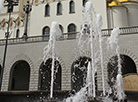 Fountain at the walls of All Saints Memorial Church in Minsk