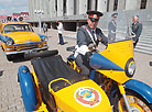 Exhibition of vintage and modern road police cars in Minsk downtown