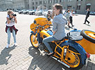 Exhibition of vintage and modern road police cars in Minsk downtown