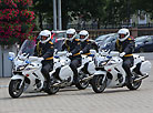 Exhibition performance by motorcyclists of the road police special unit Strela