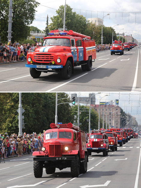 Parade of rescuers and firefighters in Minsk