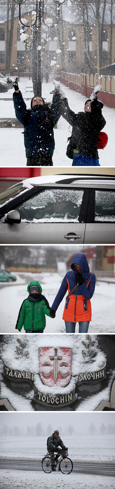 Snowfall in Tolochin, Vitebsk Oblast