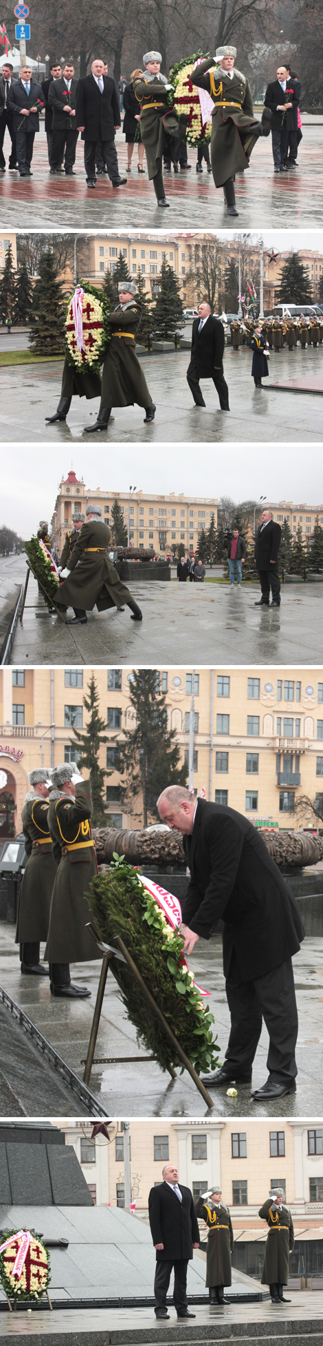 Georgia President Giorgi Margvelashvili lays a wreath at the Victory Monument in Minsk