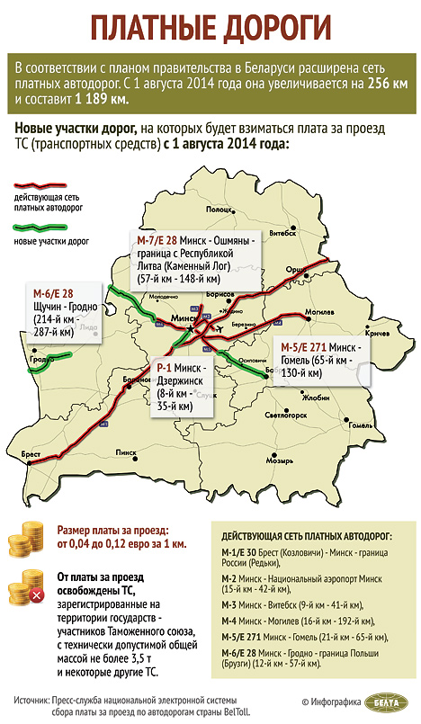 Белтолл карта платных дорог калькулятор