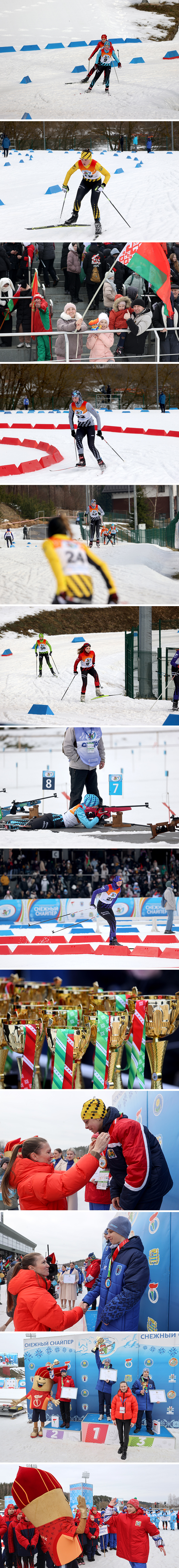 Darya Domracheva awards winners of the Snow Sniper sprint races