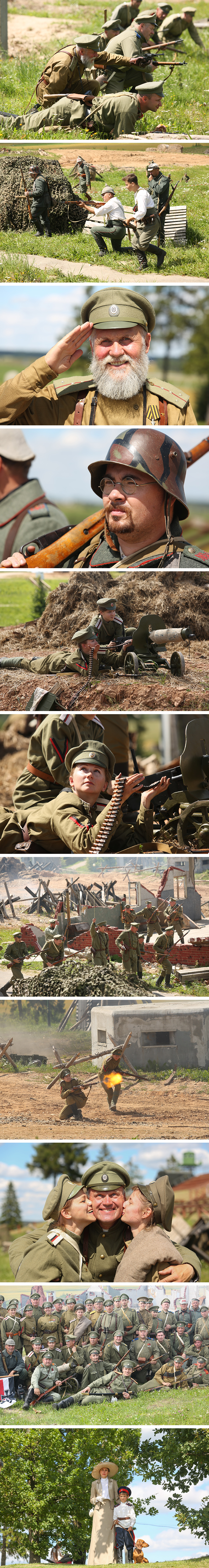 Reenactment of a WWI battle at the Stalin Line Historical and Cultural Complex