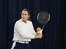 Belarusian tennis player Aryna Sabalenka holds a clinic for young athletes in Minsk